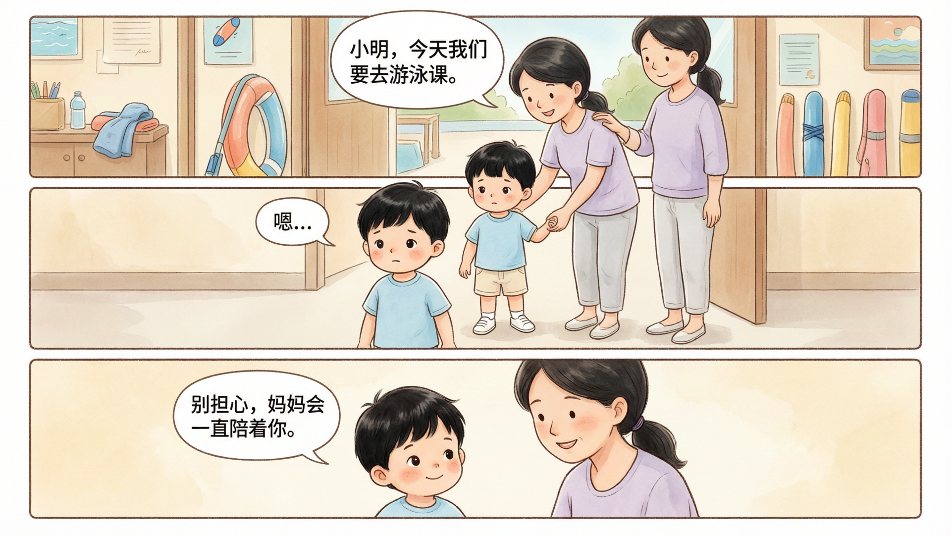 今天要去游泳课